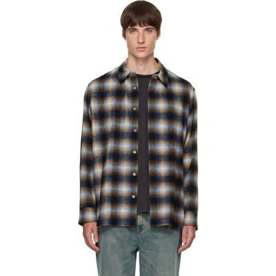 Solid Homme ネイビー ウール チェック シャツ In Multi