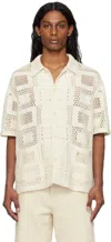 Solid Homme Off-white Open-knit Shirt In 422i
