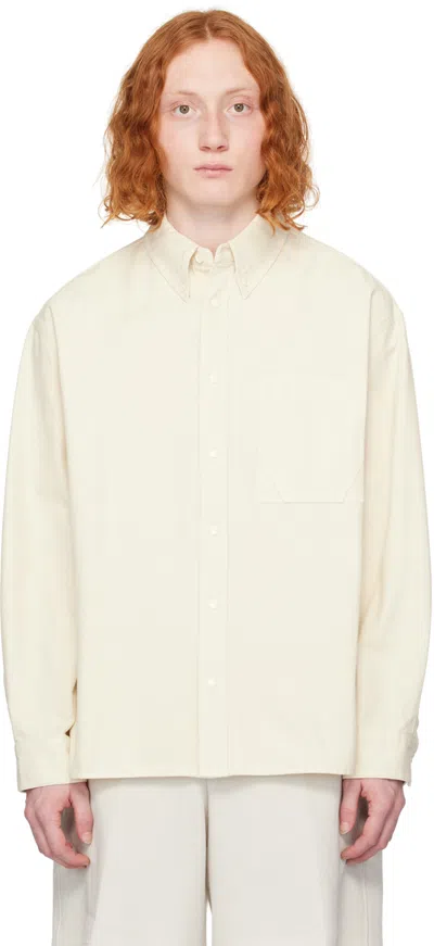 Solid Homme Off-white Patch Pocket Shirt In 518e Beige