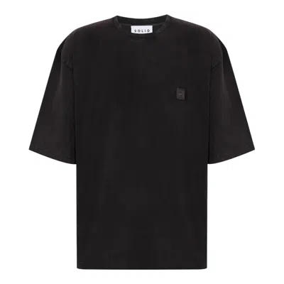 Solid Homme Partial Vinyl Records Print Tee In Black