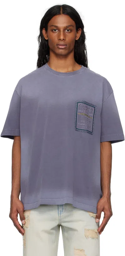 Solid Homme Purple Dyed Slogan T-shirt In 627v