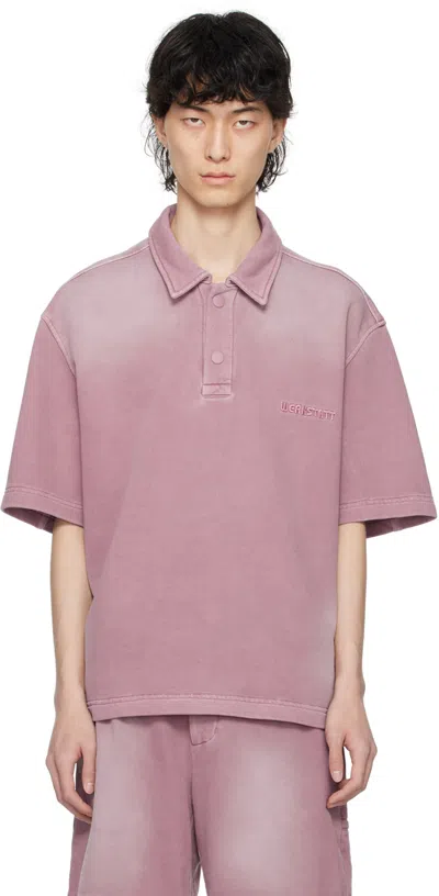 Solid Homme Purple Garment-dyed Polo In 723p Pink