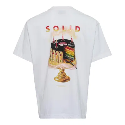 Solid Homme Rainbow Cake Print Tee In White