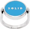Solid Homme Silver & Blue Solid Round Ring In 944l Blue