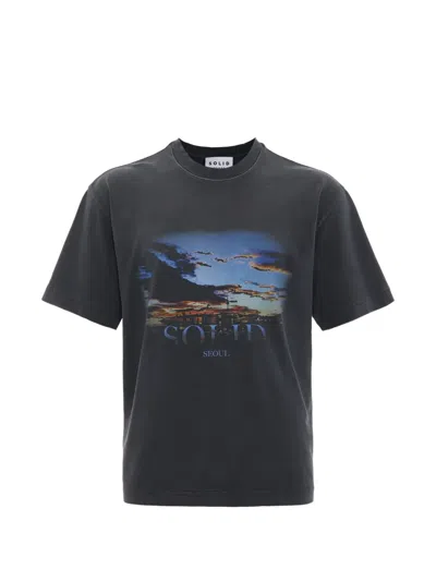 Solid Homme Solid Seoul Graphic-print T-shirt In Grau