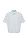 Solid Homme Stripe-pattern Gathered-hem Shirt In White
