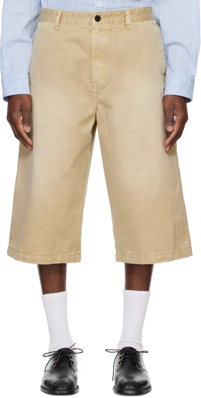 Solid Homme Tan Four-pocket Denim Shorts In 727d