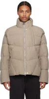 Solid Homme Taupe Detachable Sleeves Down Jacket In 202k Khaki