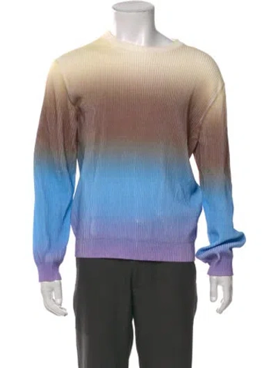 Pre-owned Solid Homme Tie-dye Print Crew Neck Pullover In Blue