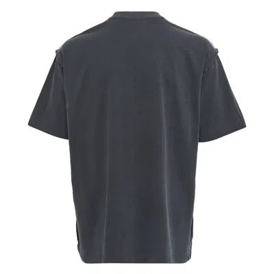 Solid Homme Washed T-shirt With Shoulder Trim In Black