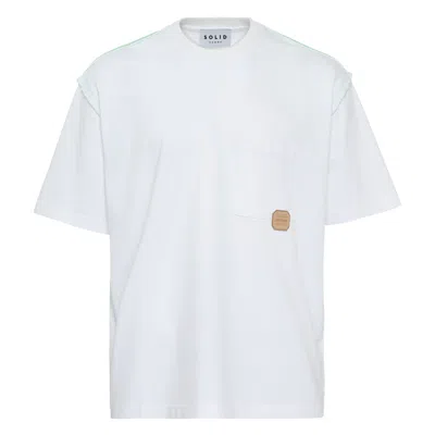 Solid Homme Washed T-shirt With Shoulder Trim In White
