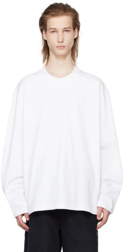 Solid Homme White Bonded Long Sleeve T-shirt In 711w White