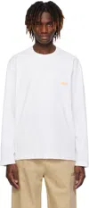 Solid Homme White Crack Back Logo Long Sleeve T-shirt In 650w