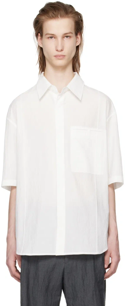 Solid Homme White Crinkled Shirt In 503w White
