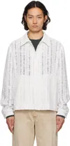 Solid Homme White Crochet Button Jacket In 319w