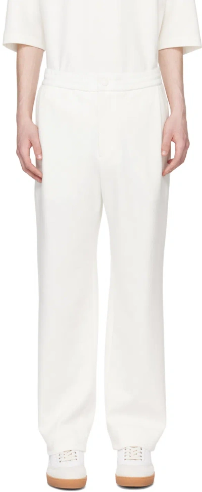 Solid Homme White Drawstring Trousers In 721w White