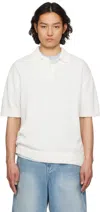 Solid Homme White Knit Polo In 515w