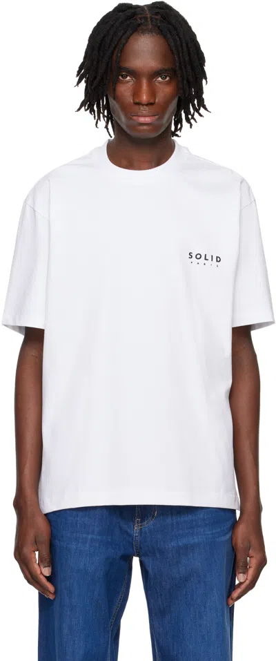Solid Homme White 'paris' T-shirt In 637w