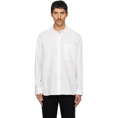 Solid Homme White Pintuck Cotton Shirt In 821w