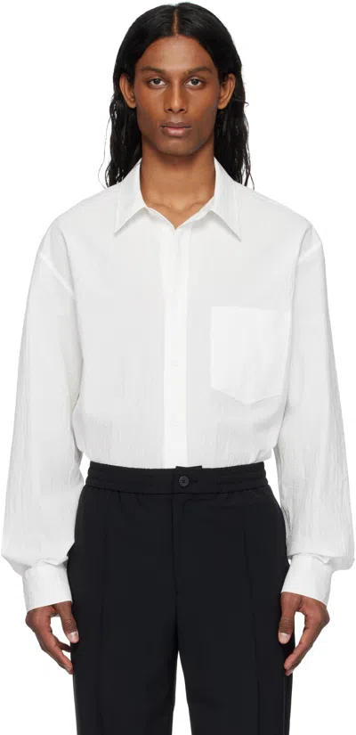 Solid Homme White 'solid' Back Logo Applique Shirt In 430w