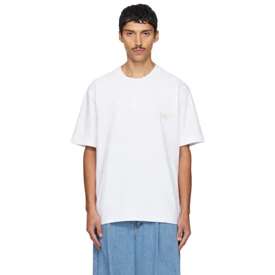 Solid Homme White Solid Back Logo T-shirt In 822w