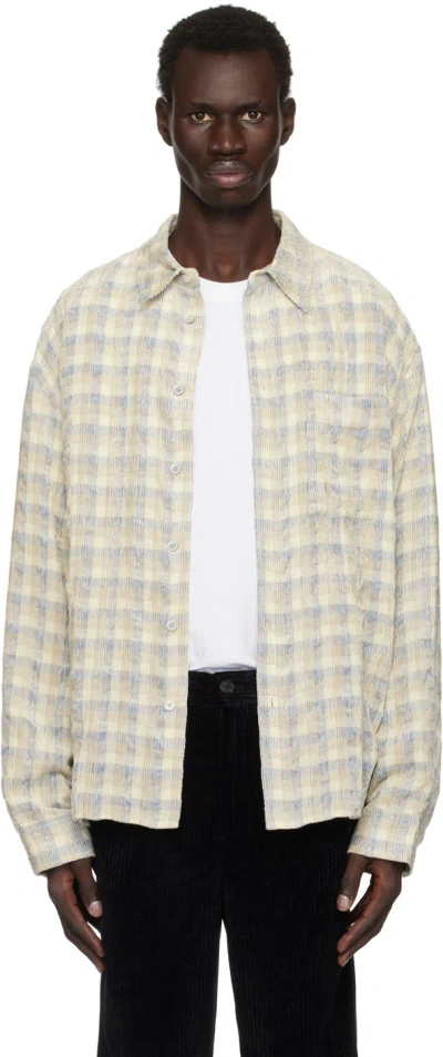 Solid Homme Yellow & Blue Fancy Corduroy Check Shirt In 564e Beige