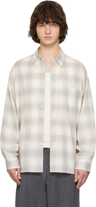 Solid Homme Yellow & Gray Wool Cotton Check Shirt In Neutral