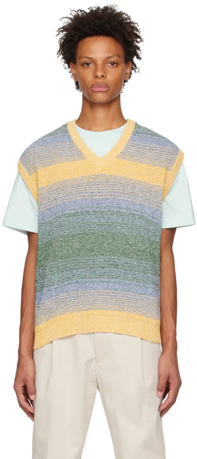 Solid Homme Yellow Striped Vest In 539y Yellow