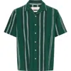 Solid ! Isai Stripe Linen Blend Camp Shirt In Green
