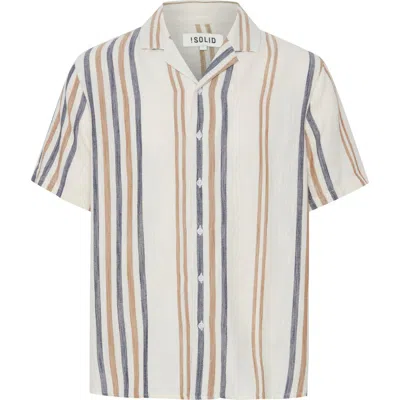 Solid ! Isai Stripe Linen Blend Camp Shirt In Multi