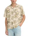 Solid ! Linen Printed Short Sleeve Button Up Shirt In Brown