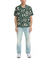 Solid ! Linen Printed Short Sleeve Button Up Shirt In Green