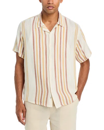 Solid ! Linen Short Sleeve Button Up Shirt In Brown