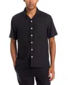 Solid ! Linen Short Sleeve Button Up Shirt - Exclusive In Black