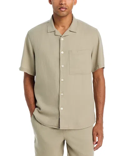 Solid ! Linen Short Sleeve Button Up Shirt - Exclusive In Green