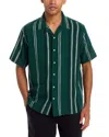 Solid ! Isai Stripe Linen Blend Camp Shirt In Green