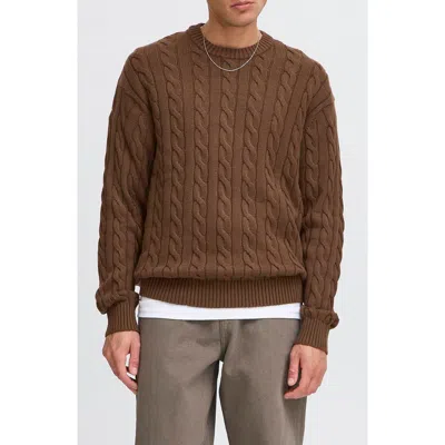 Solid ! Malcolm Cable Knit Sweater In Brown