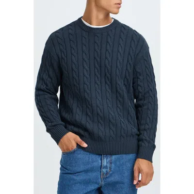 Solid ! Malcolm Cable Knit Sweater In Insignia Blue