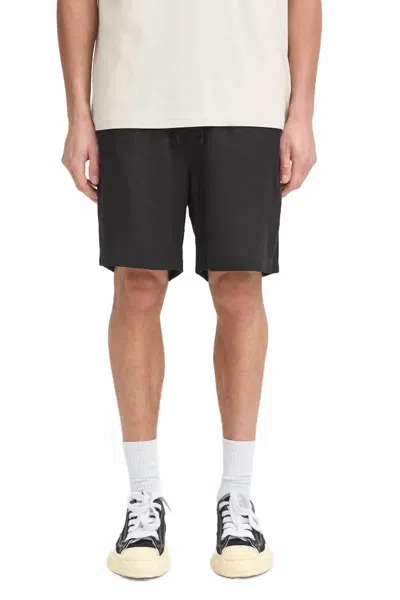 Solid Men's Allan Elas Linen Drawstring Shorts In Black