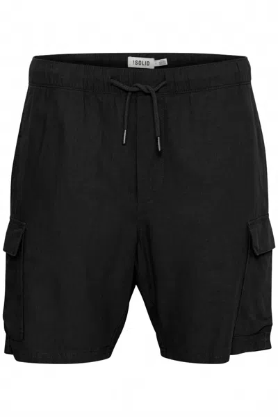 Solid Men's Aurelius Linen Cargo Shorts In True Black