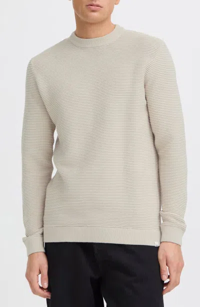 Solid ! Ribbed Crewneck Sweater In Oatmeal