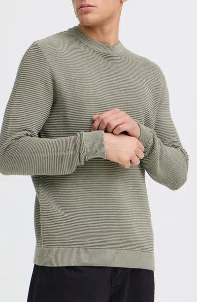 Solid ! Ribbed Crewneck Sweater In Vetiver