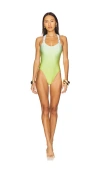 Solid & Striped Addison One Piece In Sky & Chartreuse