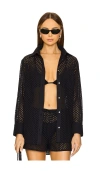 Solid & Striped Bronte Button Down Top In Noir