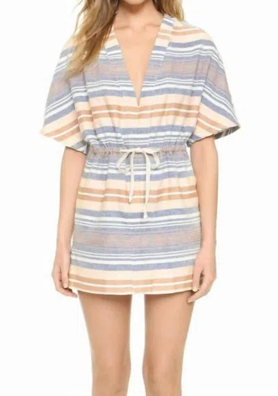 Solid & Striped Chambray Cotton Tunic Mini Dress In Pink, White, Blue In Multi