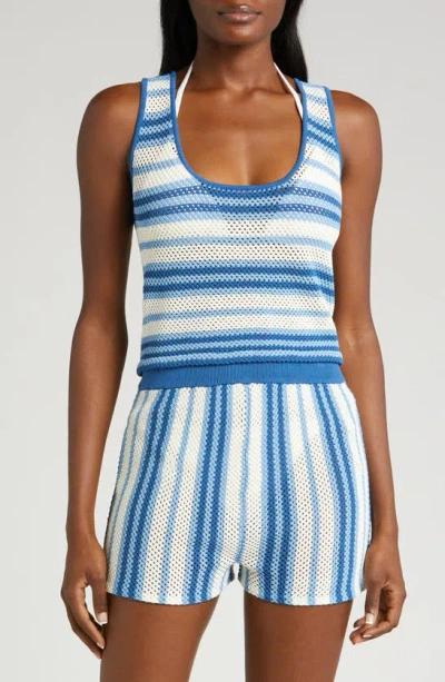 Solid & Striped Charlie Stripe Cover-up Tank In Mariana Blue Stripe