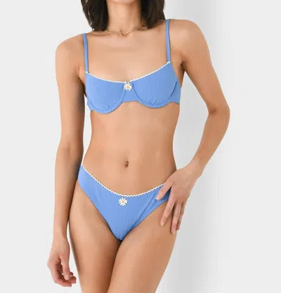 Solid & Striped Daphne Ribbed Bikini Top In Marina Blue