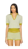 Solid & Striped The Dixie Polo Top In Sky Chartreuse