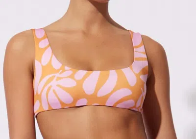 SOLID & STRIPED ELLE BIKINI TOP IN PINK & CLEMENTINE