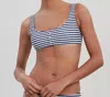 Solid & Striped Elle Button Bikini Top In French Navy Stripe